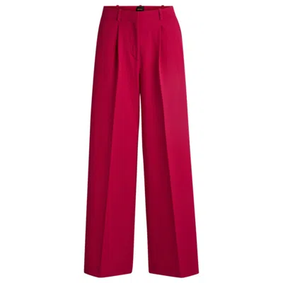 Hugo Boss Wide-leg Trousers In Stretch Fabric In Pink