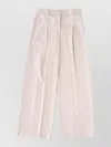 Hugo Boss Wide Leg Trousers Pleated Front Belt Loops In Neutral