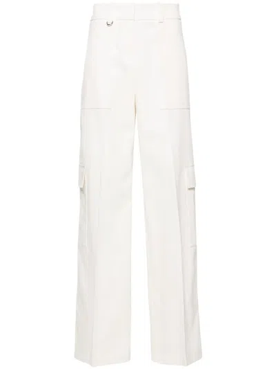 Hugo Boss Wide-leg Twill Trousers In Neutrals