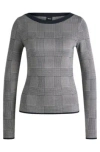 Hugo Boss Wide-neck Sweater In Stretch Jacquard In Patterned