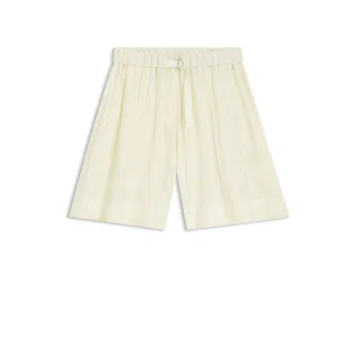 Hugo Boss Wide-leg Bermuda Shorts With Elasticized Waistband In Neutral