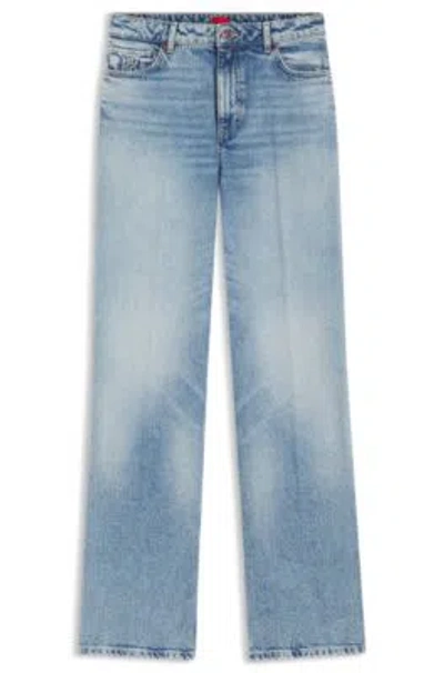 Hugo Boss Wide-leg Jeans In Blue Stretch Denim