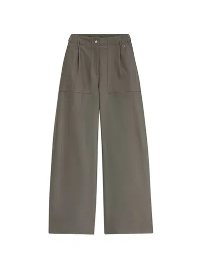 Hugo Boss Wide-leg Pants In Cotton Denim In Brown