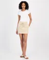 Hugo Boss Women's Belted Front-zip Mini Skirt In Stone