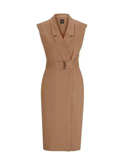 Hugo Boss Women's Belted Wrap Dress In Brown