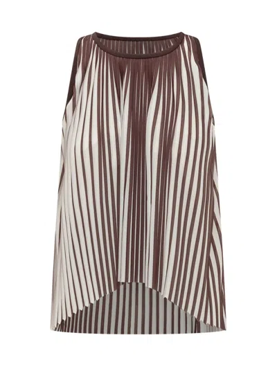 Hugo Boss Brown Stripes Round Neck Top