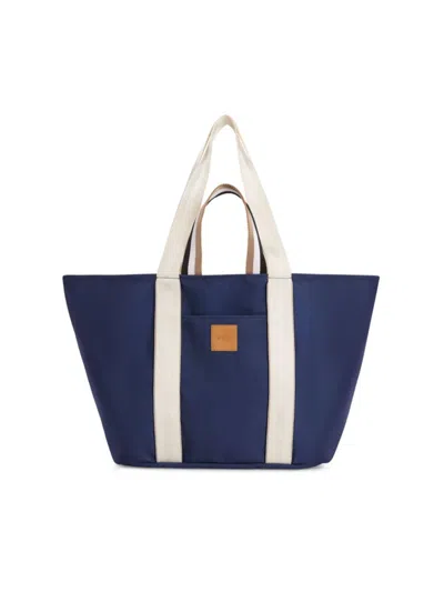 Hugo Boss Women's Canvas Tote Bag With Logo Patch In Blue