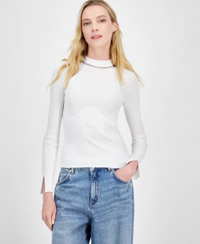 Hugo Boss Women's Chain-neck Long-sleeve Top In Natural