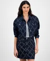 Hugo Boss Monogram Denim Jacket In Navy