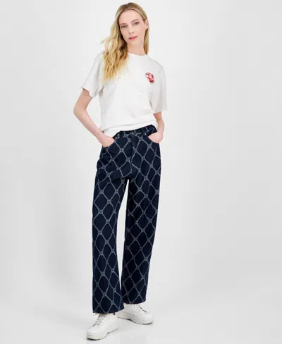 Hugo Boss Women's Chain-print Jeans In Navy