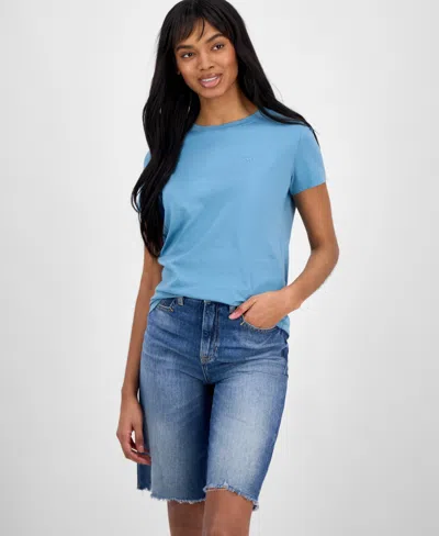 Hugo Boss Women's Cotton Crewneck Short-sleeve Tee In Algae Blue