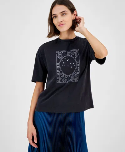 Hugo Boss Women's Cotton Embellished-graphic T-shirt In Black