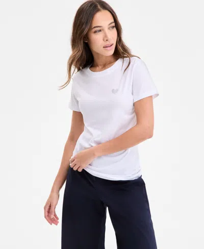 Hugo Boss Women's Cotton Embellished Heart Logo T-shirt