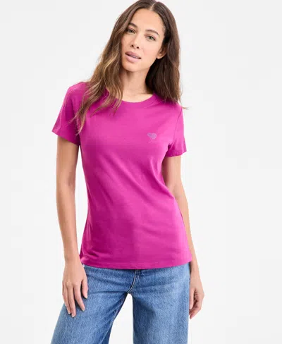 Hugo Boss Women's Cotton Embellished Heart Logo T-shirt In Pink