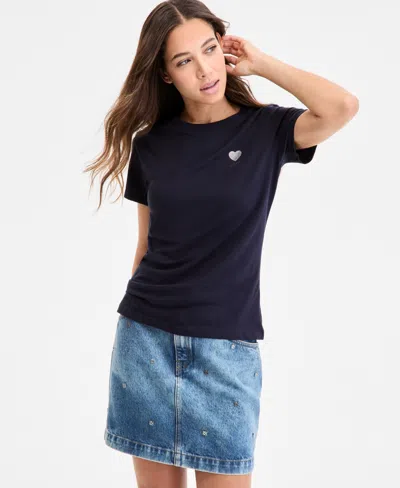 Hugo Boss Women's Cotton Embellished Heart Logo T-shirt