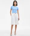 Hugo Boss Women's Cotton High-rise Denim Bermuda Shorts In Natural