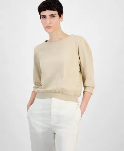 Hugo Boss Women's Cotton Logo Back-cutout Sweatshirt In Stone