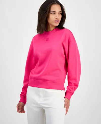 Hugo Boss Women's Cotton Logo Mock Neck Sweatshirt