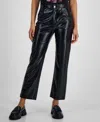 Hugo Boss Straight-leg Trousers In Crocodile-embossed Faux Leather In Black