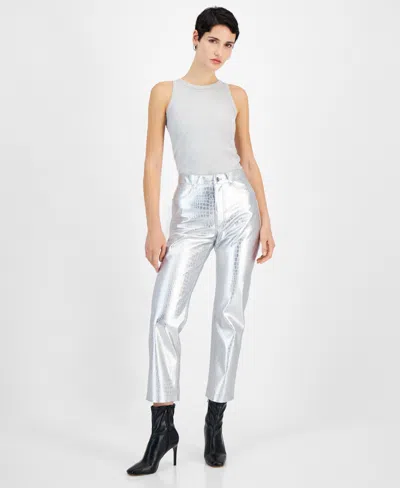 Hugo Boss Womens Embossed Jacket Metallic Tank Top Embossed Pants In Silver