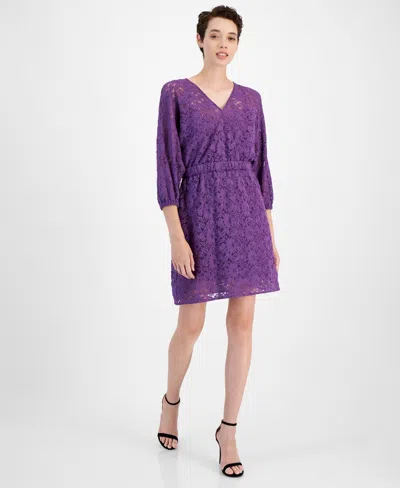 Hugo Boss Macram-lace Dress With Elasticated Waistband In Light Purple