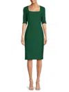Hugo Boss Slim-fit Dress With Square Neckline In Open Green