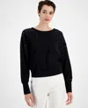 Hugo Boss Embellished Sweatshirt In Cotton Terry With Ribbed Trims In Black