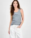 Hugo Boss Women's Embellished Logo Tank Top In Gray