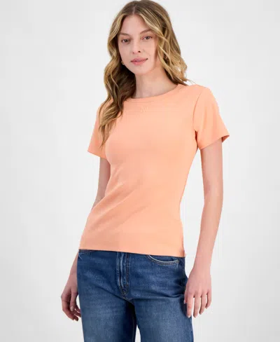 Hugo Boss Women's Embroidered Logo Short-sleeve T-shirt In Brghtorang