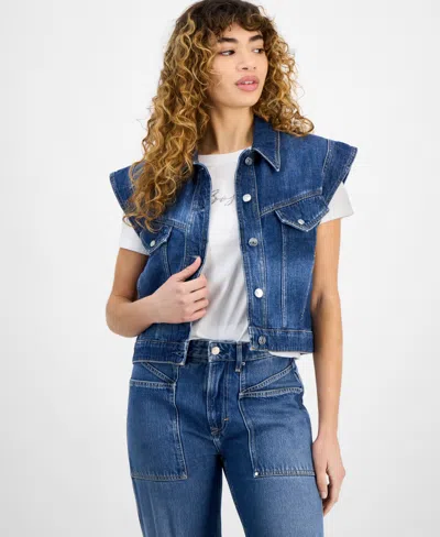 Hugo Boss Women's Extended-shoulder Denim Vest In Dark Blue Denim