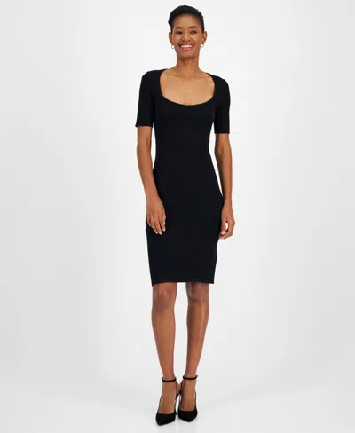 Hugo Boss Womens Ribbed Knit Bodycon Dress In Black