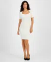 Hugo Boss Slim-fit Dress In Ribbed Stretch Fabric In White