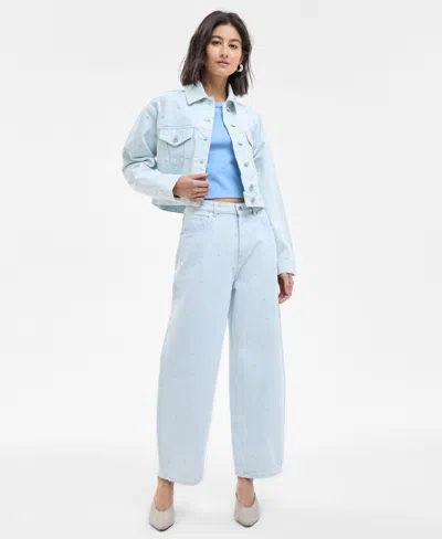 Hugo Boss Women's Floral High-rise Tapered Ankle Jeans In Lt,pasblue