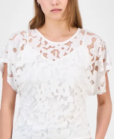 Hugo Boss Women's Floral Lace Top In White