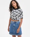 Hugo Boss Women's Floral Mock-neck Knit Crop Top In Open