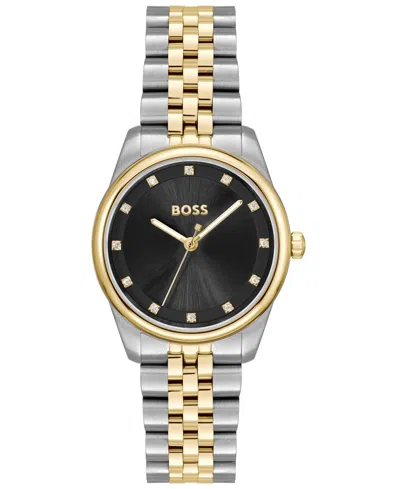 HUGO BOSS WOMEN'S GRACEFUL PRECIOUS QUARTZ BASIC TWO TONE STAINLESS STEEL WATCH, 32MM