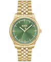 Hugo Boss Women's Graceful Quartz Basic Ionic Plated Thin Gold Steel Watch 36mm In Gold-tone