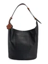 HUGO BOSS WOMEN'S GRAINED-LEATHER BUCKET BAG WITH DETACHABLE POUCH