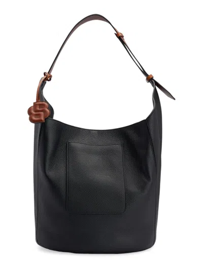 Hugo Boss Women's Grained-leather Bucket Bag With Detachable Pouch In Black
