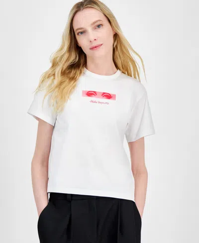 Hugo Boss Women's Graphic Print Cotton T-shirt In White