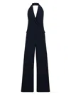 Hugo Boss Halterneck Jumpsuit With Peak Lapels In Dark Blue
