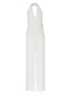 Hugo Boss Halterneck Jumpsuit With Peak Lapels In Natural