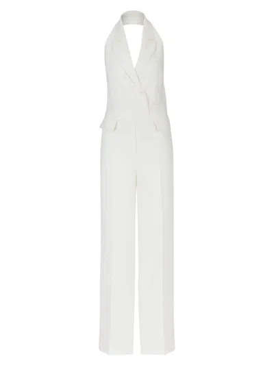 Hugo Boss Halterneck Jumpsuit With Peak Lapels In White