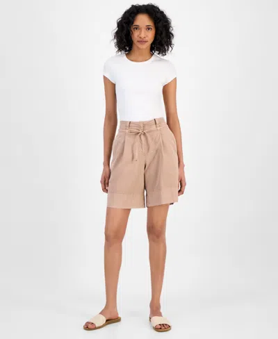 Hugo Boss Women's High-rise Baggy-fit Shorts In Beige