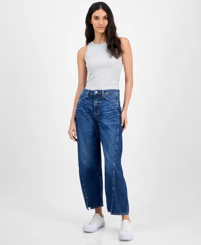 Hugo Boss Women's High-rise Balloon Ankle Jeans In Dark Blue Denim