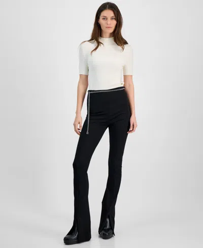 Hugo Boss Women's High-rise Chain-belt Bootcut Pants In Black