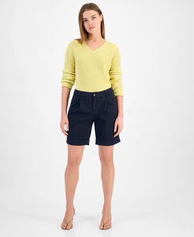 Hugo Boss Women's High-rise Chino Shorts In Navy
