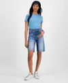 Hugo Boss Women's High-rise Raw-edge Denim Shorts In Denim