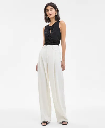 Hugo Boss Women's High-rise Slouchy Wide-leg Jeans In Soft Cream