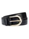 Hugo Boss Women's Italian-leather Belt With Logo-engraved Buckle In Black
